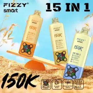 Fizzy 150.000 trekjes, 15-in-1 slimme standen, mesh coil, nicotine.